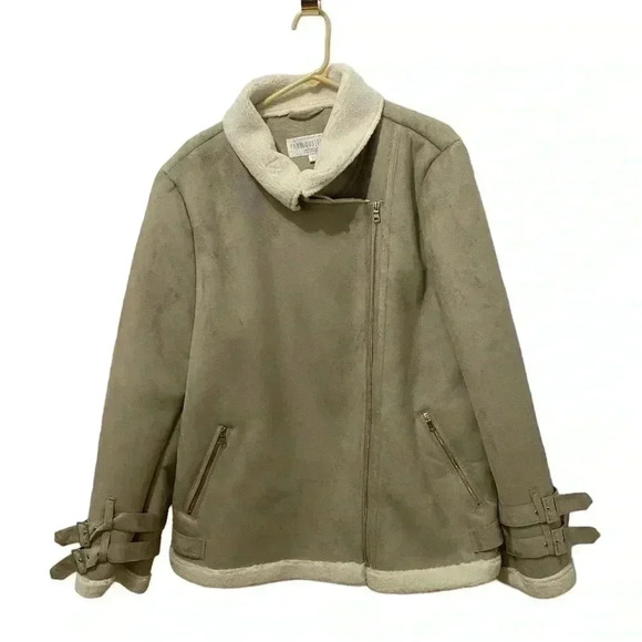 Fabulous Furs Faux Suede Asymmetrical Moto Jacket 3X - Picture 1 of 4